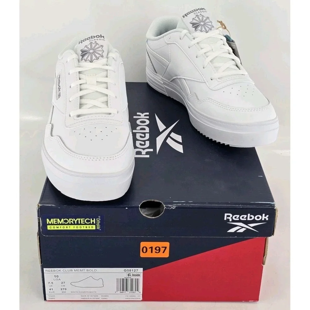 Reebok‎ Club MEMT 2 Bold Sparkle Women's Leather Athletic Tennis Shoes Sz 10 M